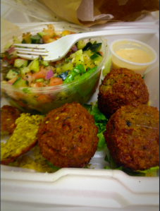 Falafel with shirazi salad